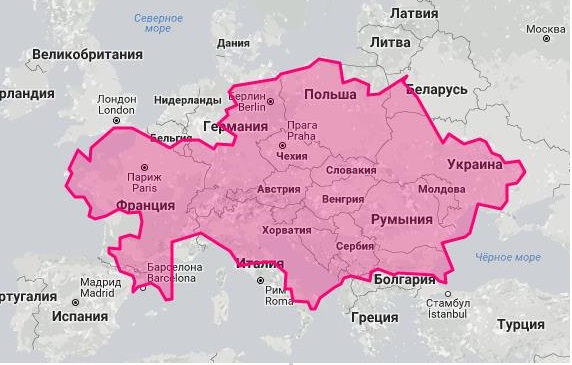 Площадь Казахстана и Европы